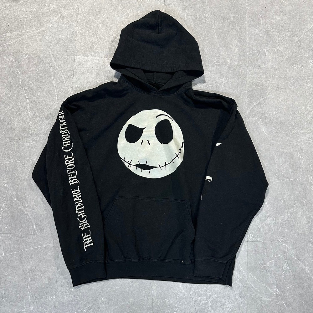 Disney Nightmare Before Christmas Jack Skellington Hoodie Mens XL Black Pullover